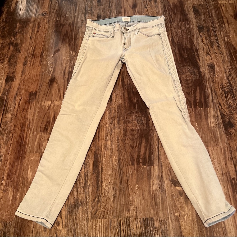 Hudson Size 25 Blue Light Wash LUNA Super Skinny Crop Jeans with Braided Side